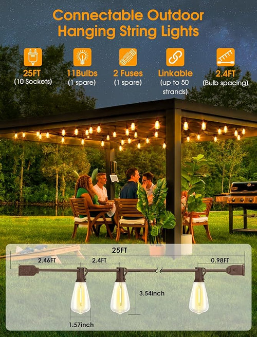 25FT Outdoor String Lights, Patio Lights - Image 2