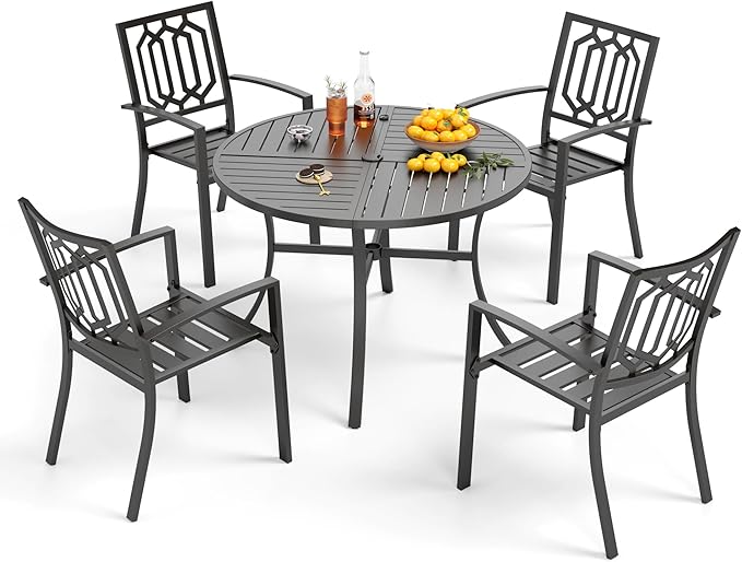 PHI VILLA 5 Pieces Outdoor Round Dining Set by PHIVILLAThepioneerofcomfortablehouseholdsupplies