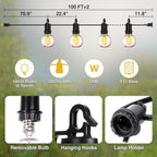 ZJOJO 200FT Outdoor String Lights, G40 Globe Outdoor Lights - Image 2