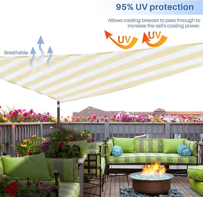 E&K Sunrise 20' x 20' x 20' Sun Shade Sail Triangle Canopy Shade Cover UV Block - Image 5