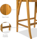 Best Choice Products Set of 2 Outdoor Acacia Wood Bar Stools Bar Chairs - Image 7