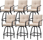 Patio Swivel Bar Stools, Outdoor Bar Height Swivel Chairs Set of 6 by GOOGIC
