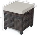 Tangkula 2 Pieces Outdoor Patio Ottoman, All Weather Rattan Wicker Ottoman Seat - Image 3