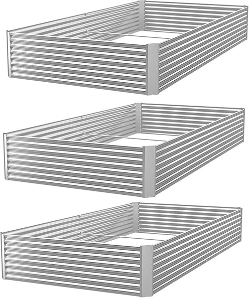 3 Pack Raised Beds for Gardening, Corrugated Galvanized Steel Raised Garden Bed by OZMSHF