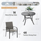 5 Piece Patio Dining Set for 4, Outdoor Table and Chairs Set for Lawn Backyard - Image 5