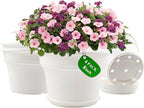 8 Inch Plastic-Flower Pot-for-Indoor Plants, 4 Pack Large Outdoor Planter Pot by Pottiffe