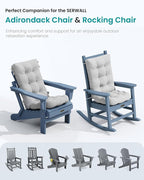 SERWALL HDPE Outdoor Rocking Chair Cushion Set of 2, Memory Foam Cushion Gray - Image 8