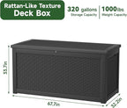 260 Gallon Resin Deck Box, Lockable Patio Outdoor Storage Box - Image 7