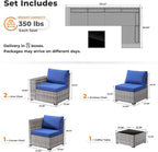 ovios 6 Pieces Patio Furniture Set, Outdoor Wicker Sectional Sofa - Image 2