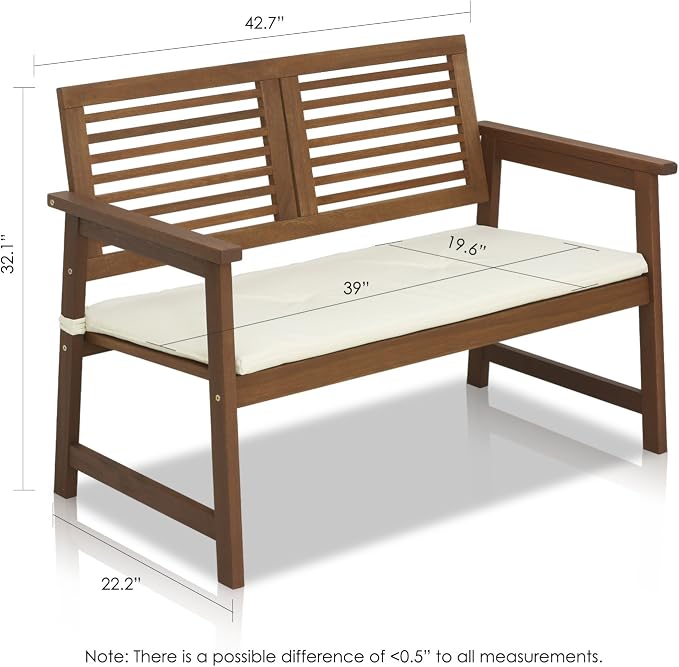 Furinno FG161167 Tioman Hardwood Outdoor Bench in Teak Oil - Image 3
