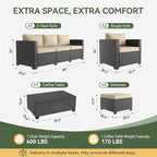 Aoxun 8 Piece Outdoor Patio Furniture Set 7 Seats, Outdoor Sectional - Image 2