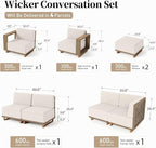 L Shaped Patio Furniture, Outdoor Rattan Wicker Sectional Sofa - Image 8