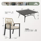 9 Pieces Patio Dining Set, 8 x Woven Rattan Chairs - Image 3