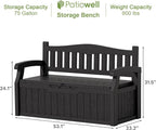 Patiowell 75 Gallon Plastic Storage Bench, Water-Resistant Deck Box - Image 3