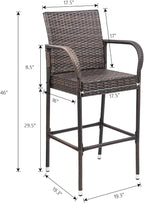 Homall Patio Bar Stools Wicker Barstools Indoor Outdoor Bar Stool Patio - Image 3