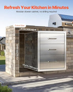 VEVOR Outdoor Kitchen Drawers 18.11" W x 23.23" D x 23.23" H, Triple-Access - Image 7