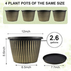 Large-Planter-Indoor-Outdoor Plant Pots, 12 inch 4 Pack Plastic Flower Pots - Image 3