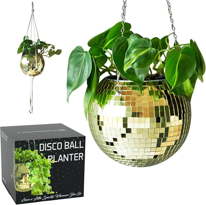 SCANDINORDICA Disco Ball Planter – Disco Ball Plant Hanger, Mirror Disco Planter by SCANDINORDICA