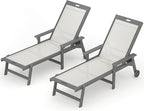 LUE BONA Chaise Lounge Chair Outdoor, HDPS and HDPE Wicker Chaise Lounger by LUEBONA