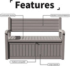 80 Gallon Outdoor Storage Bench Deck Box Waterproof Lockable, Outdoor Storage - Image 6