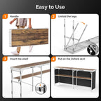 VINGLI 78" Portable Bar Table, 2-Tier Shelves, Mobile Bar Table - Image 5