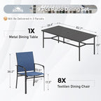 Patio Dining Set 9 PCS, 8 Stable Outdoor Dining Chairs - Image 3