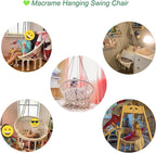 Hammock Swing Chair for 2-5 Years Old Kids, Handmade Knitted Macrame Hanging - Image 5