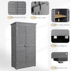 Outvita Outdoor Storage Cabinet, 63in Wooden Garden Tools Shed - Image 3