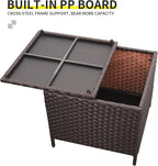 Outdoor Wicker Storage Side Table, Patio Brown PE Rattan End Table - Image 6