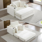 HANXIN 62" Chaise Lounge Chair Indoor, Oversized Corduroy Boneless Convertible by HANXIN