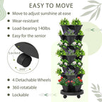 Umigy 2 Set of 7 Tier Vertical Planter Stackable Tower Planters Strawberry Herb - Image 5