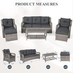 HOMREST 6 Piece Patio Furniture Set, Wicker Outdoor Conversation Sofa Set w/ 2 - Image 2