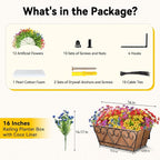 ZeeDix 16 Inch Artificial Flowers Hanging Railing Window Planter Box - Image 3