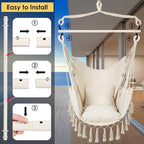 Y- STOP Hammock Chair Hanging Rope Swing, Max 500 Lbs, 2 Cushions Included - Image 5