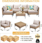 7 Piece Patio Furniture Set, Wicker Modular Outdoor Furniture - Image 5