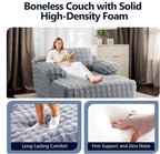 VINGLI Boneless Chaise Lounge Chair, Light Grey Oversized Reading Chair - Image 3