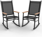 Shintenchi Outdoor Rocking Chairs Set of 2, Upgraded High Back Patio Rocking by Shintenchi