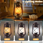 2 Pack Bronze Vintage 4 Modes Light LED Lanterns，Rechargeable Dancing Flame - Image 2