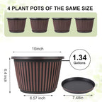 Planter-Pots-for-Plants-Indoor-Outdoor, 4 Pack 10 Inch Plastic Flower Pots - Image 4