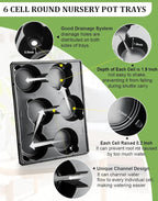 6 Cell Round Nursery Pot Trays for 6 Inch Pots, Thickened Sturdy Seedling Pot - Image 3