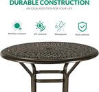 VIVIJASON 3-Piece Patio Swivel Bar Stools Set, All Weather Cast Aluminum - Image 4