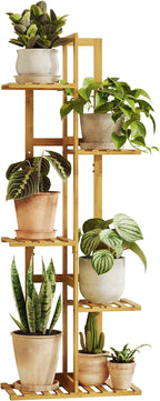 Bamworld Bamboo Plant Stand Indoor 5 Tiered Plant Shelf Outdoor Corner Plant - Image 7