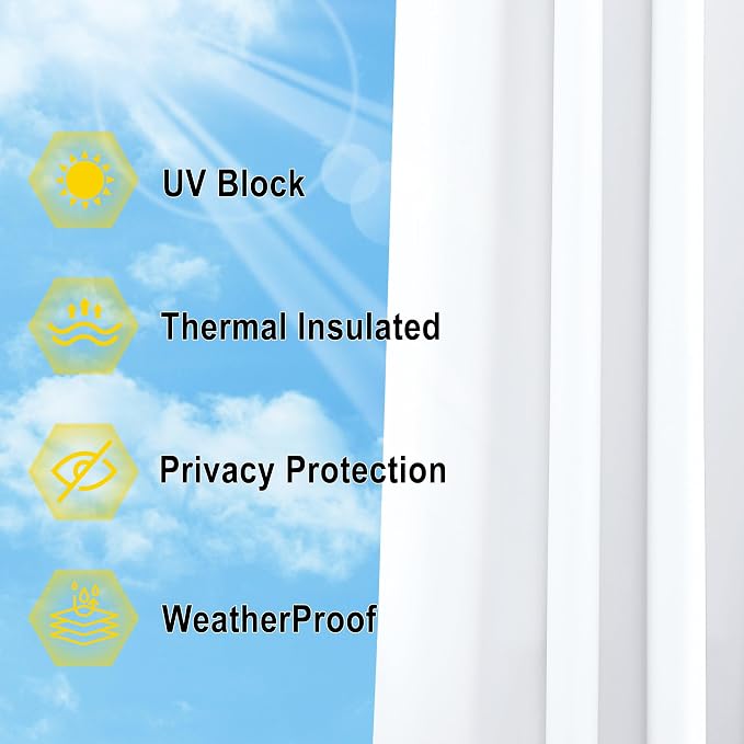NICETOWN 2 Panels Outdoor Curtains Waterproof Fixed Grommet/Back Tab on Top & - Image 5