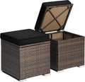 RELAX4LIFE Wicker Outdoor Storage Ottoman, 2-Piece Rattan Footstool w/Removable by RELAX4LIFE