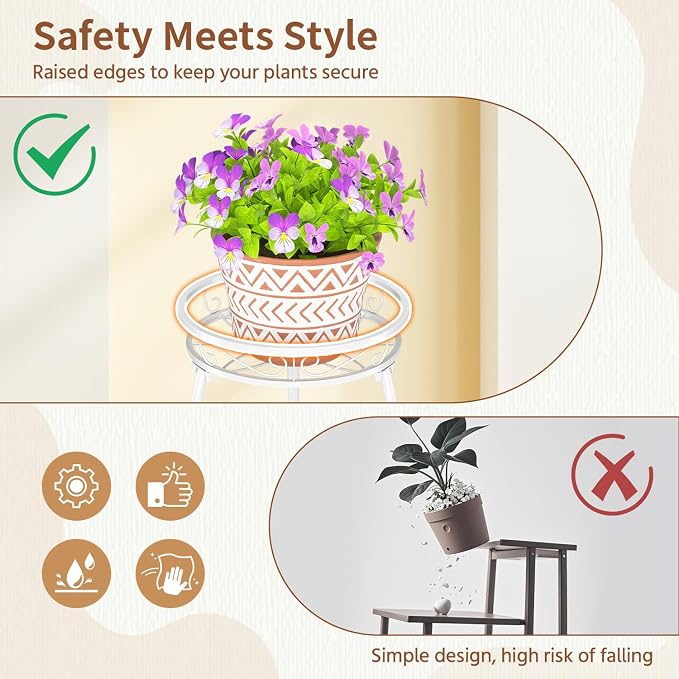 LASZOLA White 3 Tier Tall Plant Stand - Image 7
