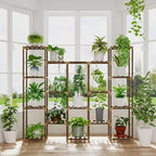 Bamworld Large Hanging Plant Stand Indoor Tall Plant Shelf Outdoor 14 Pots by Bamworld