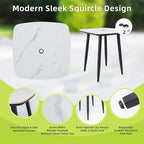 Modern 35.4'' Rounded Square Outdoor Bar Table, Greek White Marble-Inspired - Image 6