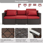 Vicluke 6 Pieces Patio Conversation Sets, Rectangle Wicker Daybed - Image 4