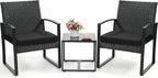 3 Piece Wicker Patio Bistro Set, Rattan Conversation Set by Murago
