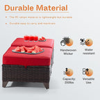 Joyside Patio Ottoman Set of 2, All Weather Outdoor Rattan Ottomans Patio - Image 4